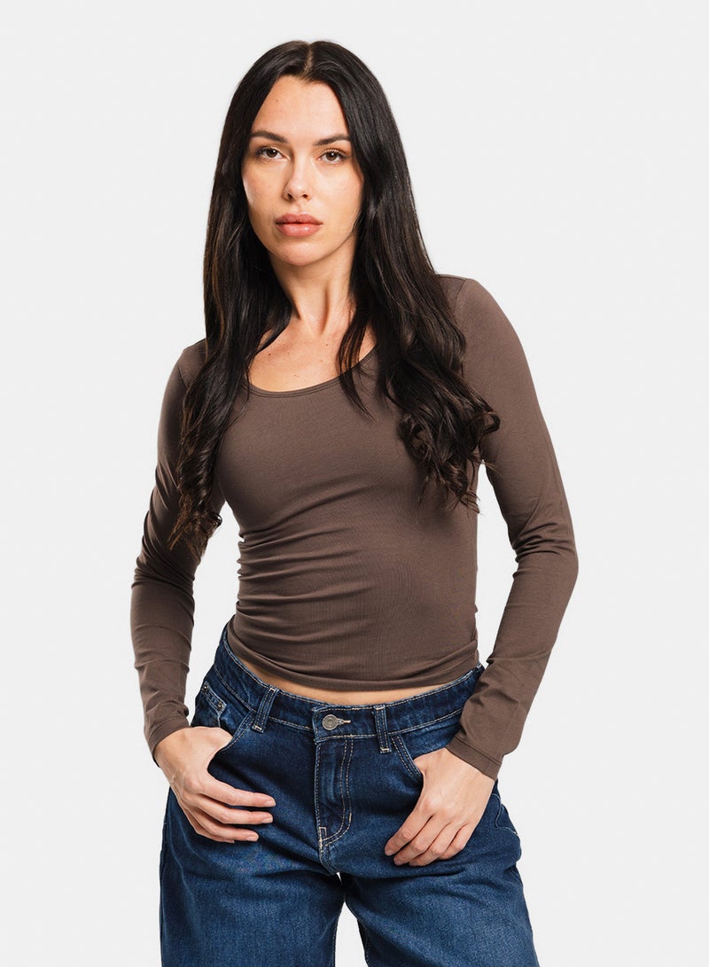 U-Shaped Long Sleeve Top